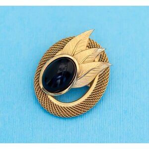 Vintage Art Nouveau Black Stone Elven Brooch - N7